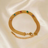 Pulsera dorado con piedras de colores