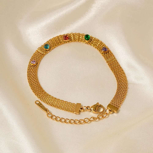 Pulsera dorado con piedras de colores