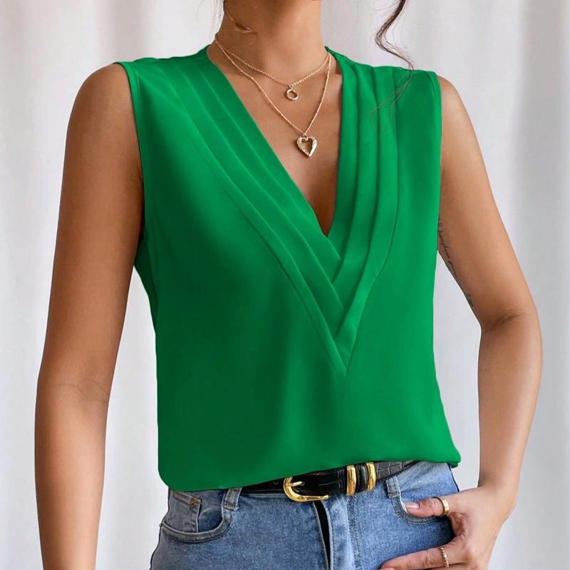 Blusa sin mangas con cuello en V