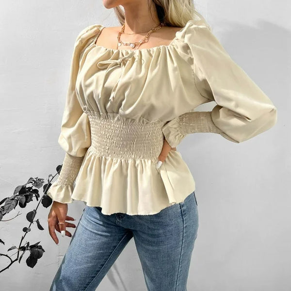 Blusa con cuello Cuadrado y Manga