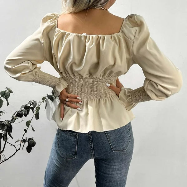 Blusa con cuello Cuadrado y Manga