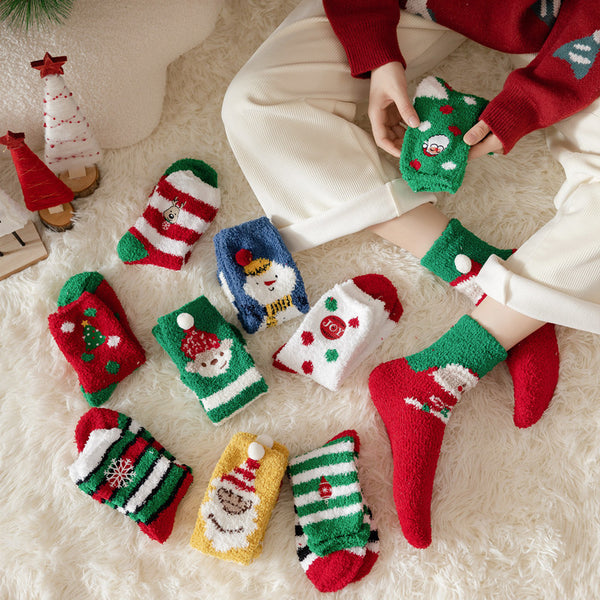 Calcetas de peluche navideñas