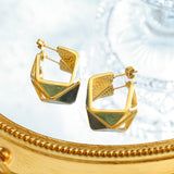 Argollas dorado con verde