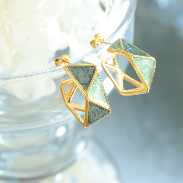 Argollas dorado con verde